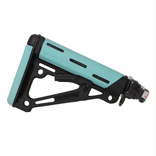 AR-15-M-16 OverMolded Collapsible Buttstock - Mil-Spec Buffer Tube and Hardware, Aqua Rubber