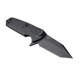 HK Karma 3.75" First Response Tool Folder - Tanto Blade Partially Serrated Flipper Black Finish G10 Scales, Solid Black