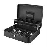 Cash Box with Key Lock - 12" Standard Register Style, Black