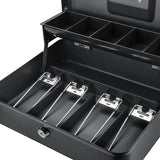 Cash Box with Key Lock - 12" Standard Register Style, Black