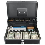 Cash Box with Key Lock - 12" Standard Register Style, Black