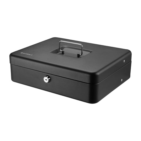 Cash Box with Key Lock - 12" Standard Register Style, Black