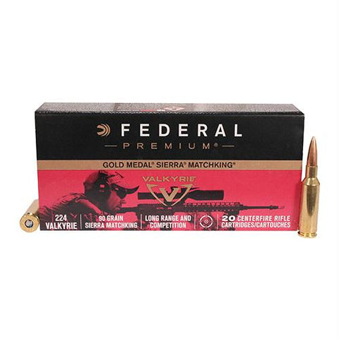 224 Valkyrie Premium Gold Medal, 90gr, Sierra MatchKing HPBT, Per 20