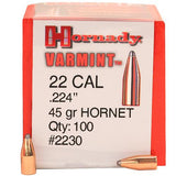 22 Caliber Bullets - (.224) 45 Gr Hornet (Per 100)