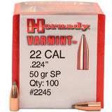 22 Caliber Bullets - (.224) 50 Gr SP (Per 100)