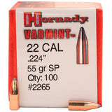 22 Caliber Bullets - (.224) 55 Gr SP (Per 100)