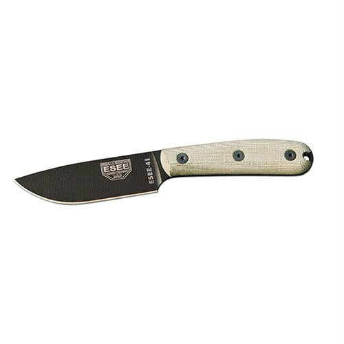 ESEE-4 - Plain Edge, Modified Micarta Handles, Brown Leather Sheath