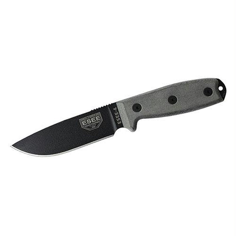 ESEE-4 - Sharpened Clip Point Plain Edge, Coyote Brown Sheath, Clip Plate