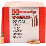 22 Caliber Bullets - (.224) 55 Gr V-Max (Per 250)