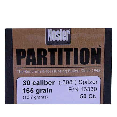 30 Caliber Bullets - Partition, 165 Grains, Spitzer, Per 50