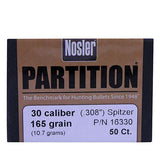 30 Caliber Bullets - Partition, 165 Grains, Spitzer, Per 50