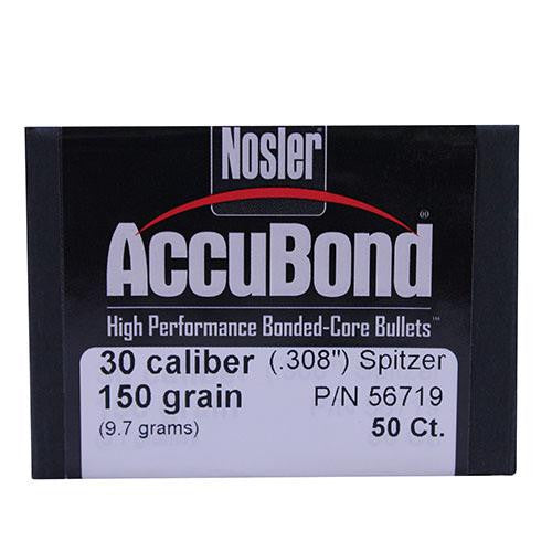 30 Caliber Bullets - AccuBond, 150 Grains, Bonded Spitzer Boat Tail, Per 50