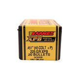 45 Colt Caliber Bullets - XPB Handgun, 225 Grains, Solid Copper Hollow Point Lead-Free, Per 20