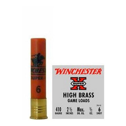 410 Gauge - Super-X, High Brass Game, 2 1-2", 1-2 oz, #6 Lead Shot, Per 25