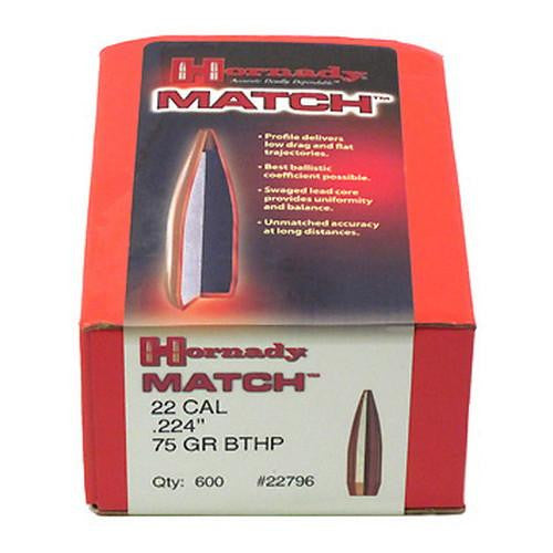 22 Caliber Bullets - (.224) 75 Gr BTHP (Per 600)