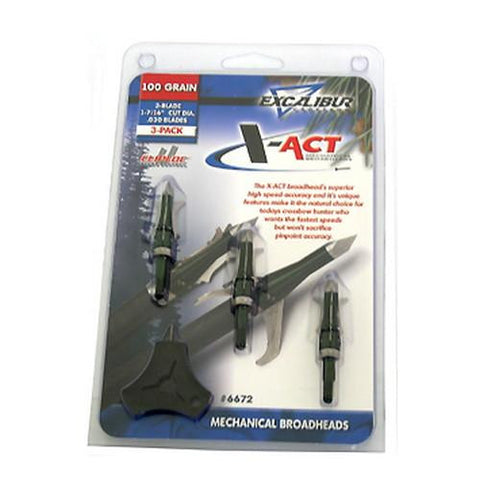 X-ACT Mechanical Broadheads,  100gr, SS, 3 Blade Set (Per 3)