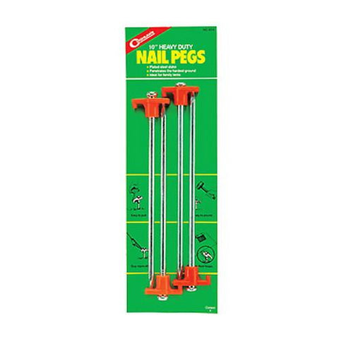 Tent Stakes - Pegs - 10" Nail Pegs -- pkg of 4