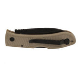 Dozier Folding Hunter - Coyote Brown, Black Clip, Straight Edge