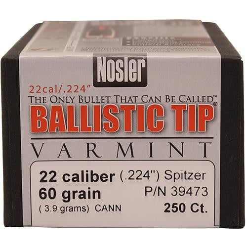 22 Caliber Bullets - Ballistic Tip Varmint, 60 Grains, Spitzer Boat Tail, Per 250