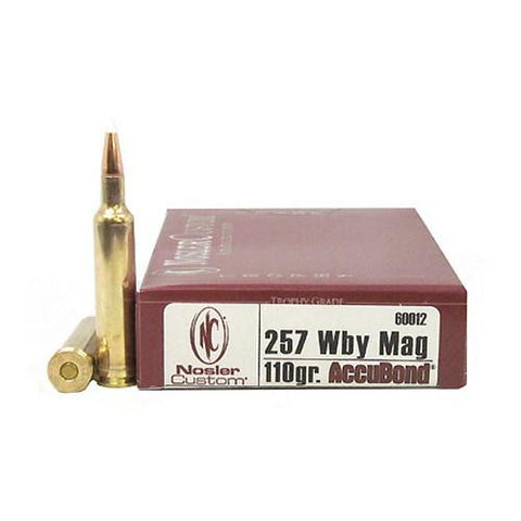 257 Weatherby Magnum Trophy Grade Ammunition, 110 Grains, AccuBond, Per 20