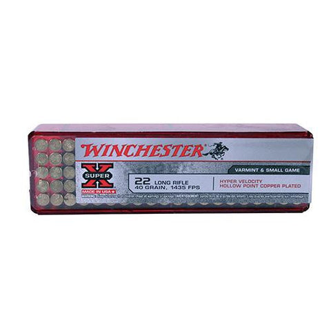 22 Long Rifle - Super-X Hyper Speed Rimfire, 40 Grains, Plated Lead Hollow Point, Per 100