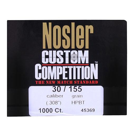 30 Caliber Bullets - Custom Competition, 155 Grains, Hollow Point Boat Tail, Per 1000