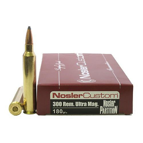 300 Remington Ultra Magnum Ammunition - Trophy Grade, 180 Grains, Partition Spitzer, Per 20