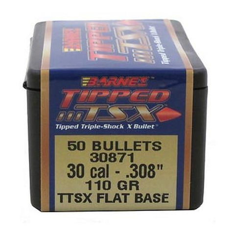 30 Caliber Bullets - Tipped Triple-Shock X, 110 Grains, Flat Base (FB) Lead-Free, Per 50