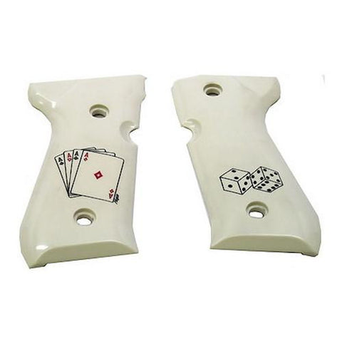 Beretta 92 Polymer Grip Panels - Scrimshaw Ivory, Aces