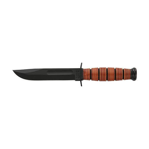 Short Ka-Bar, USMC - 5" Straight Edge, Brown Leather Sheath (Clam Pack)