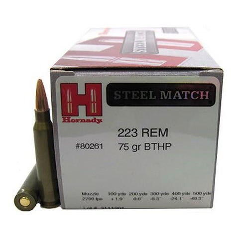 223 Remington - 75 Gr, BTHP Steel Match-50