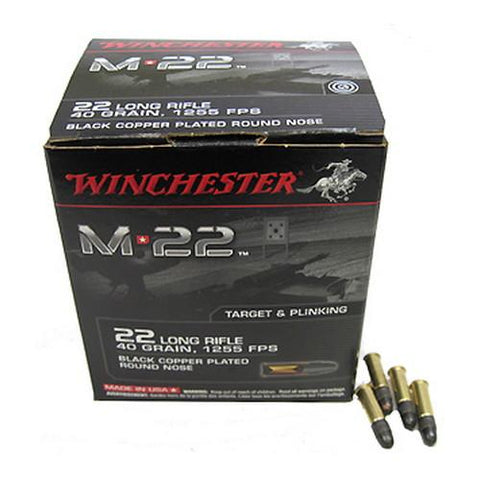 22 Long Rifle - M-22, 40 Grains, Black Plated Lead Round Nose, Per 1000