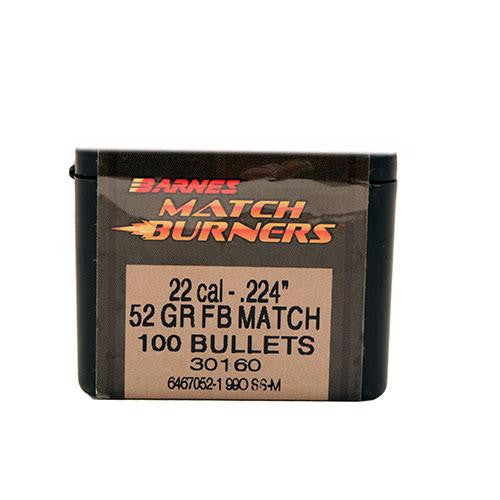 22 Caliber Bullets - Match Burner, 52 Grains, Flat Base, Per 100