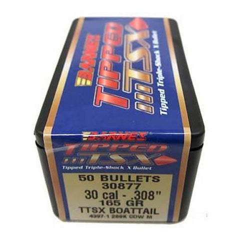 30 Caliber Bullets - Tipped Triple-Shock X, 165 Grains, Spitzer Boat Tail, Per 50