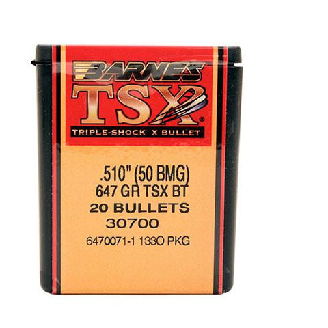 50 BMG Caliber Bullets - Triple-Shock X, 647 Grains, Hollow Point Boat Tail Lead-Free, Per 20