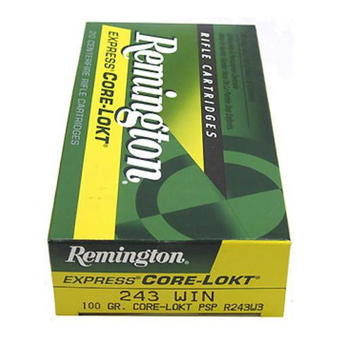 Corelokt Ammunition - 243 Winchester, 100 Grains, Pointed Soft Point, Per 20