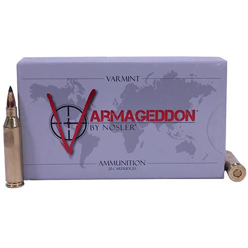 243 Winchester Ammunition - Varmageddon, 55 Grains, Tipped Flat Base, Per 20