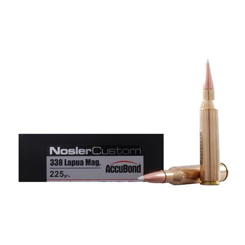 338 Lapua Magnum Ammunition - Trophy Grade, 225 Grains, AccuBond, Per 20