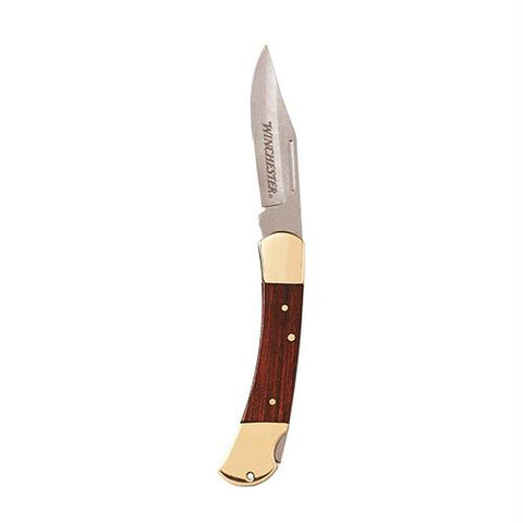 Winchester Brass Folder - 3 1-4" Blade with Wood Inlay Handle