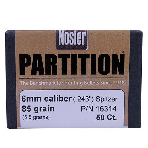 6mm Bullets - Partition,  85 Grains, Spitzer, Per 50