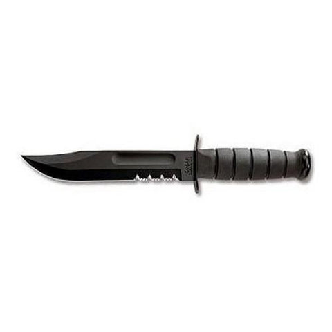 Fighting-Utility Knife, Black - Serrated, Hard Sheath (Clam Pack)