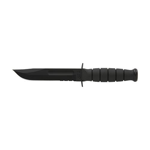 Short Ka-Bar, Black - Serrated Edge, Hard Sheath (Clam Pack)