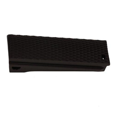 Colt, 1911 Government Mainspring Housing - Aluminum Checkered Flat Brushed Gloss Black Anodized