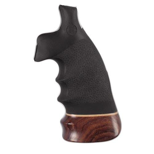 S&W K-L Frame Round Butt Grips - Rubber Convert Monogrip w-Wood Big Butt, Black