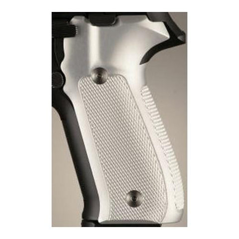 Sig P228-P229 Grips - Checkered Aluminum Brushed Gloss Clear Anodized