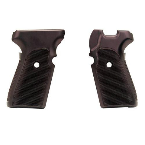 Sig P239 Grips - Checkered Aluminum Brushed Gloss Black Anodized