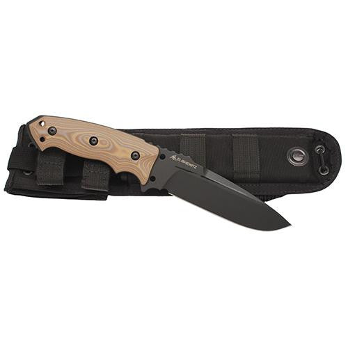 EXF01 5 1-2" Fixed Drop Point Blade Black Kote - G-10 G-Mascus Tan