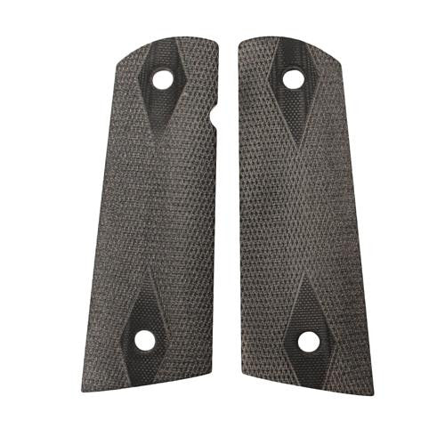 Colt & 1911 Government S&A Mag Well Grips - Checkered G-10 Solid Black