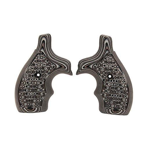 S&W J Frame Round Butt Grip - Bantam Piranha G-10 G-Mascus Black-Gray