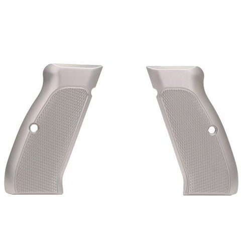 CZ-75-CZ-85 Grips - Checkered Aluminum Brushed Gloss Clear Anodized